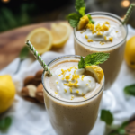 Healthy Lemon Cream Pie Smoothie (Vegan, GF!) 13 Blending the ingredients for the Lemon Cream Pie Smoothie in a high-speed blender.